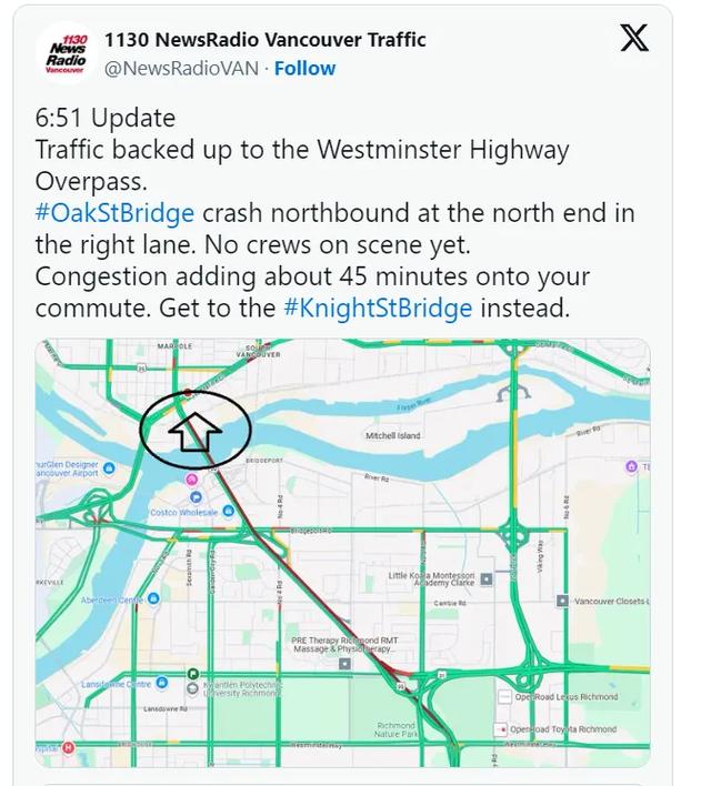温哥华Oak桥多车相撞，1号公路货车侧翻！“堵城”已变“车祸城”-2.jpg